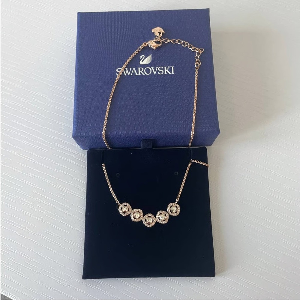Swarovski Rose Gold Necklace with Clear Crystals